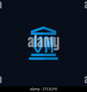 VM initial logo monogram with simple courthouse building icon design ideas Stock Vector