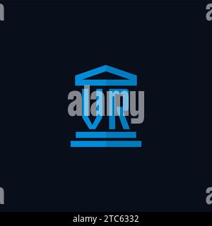 VR initial logo monogram with simple courthouse building icon design ideas Stock Vector