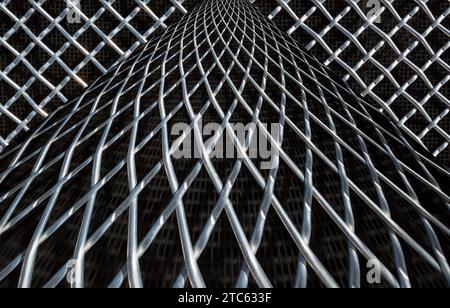 metal mesh or aluminum grid with regular pattern on black background ...