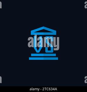 VS initial logo monogram with simple courthouse building icon design ideas Stock Vector