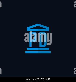PD initial logo monogram with simple courthouse building icon design ideas Stock Vector