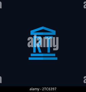 RT initial logo monogram with simple courthouse building icon design ideas Stock Vector