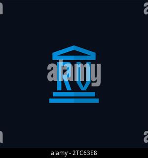 RV initial logo monogram with simple courthouse building icon design ideas Stock Vector