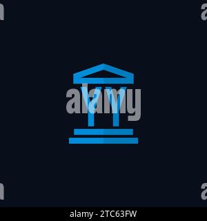 YY initial logo monogram with simple courthouse building icon design ideas Stock Vector