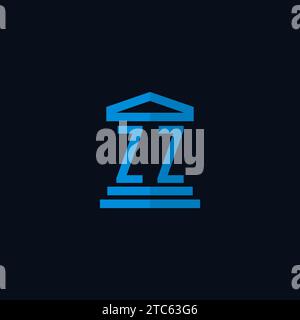 ZZ initial logo monogram with simple courthouse building icon design ideas Stock Vector