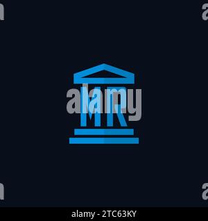 MR initial logo monogram with simple courthouse building icon design ideas Stock Vector