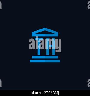 TH initial logo monogram with simple courthouse building icon design ideas Stock Vector