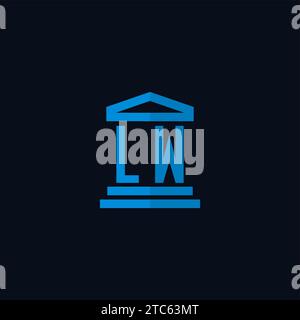 LW initial logo monogram with simple courthouse building icon design ideas Stock Vector