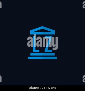 LZ initial logo monogram with simple courthouse building icon design ideas Stock Vector