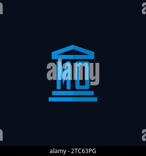 MO initial logo monogram with simple courthouse building icon design ideas Stock Vector