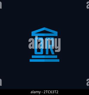 OR initial logo monogram with simple courthouse building icon design ideas Stock Vector