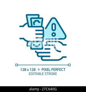 2D thin linear pixel perfect simple blue corruption icon Stock Vector
