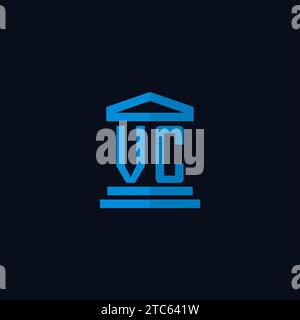 VC initial logo monogram with simple courthouse building icon design ideas Stock Vector
