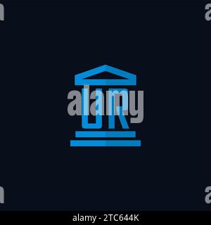 UR initial logo monogram with simple courthouse building icon design ideas Stock Vector