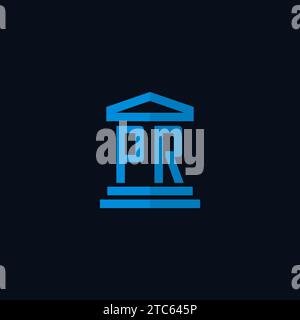 PR initial logo monogram with simple courthouse building icon design ideas Stock Vector