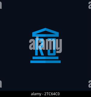 RJ initial logo monogram with simple courthouse building icon design ideas Stock Vector