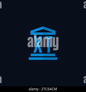 XT initial logo monogram with simple courthouse building icon design ideas Stock Vector