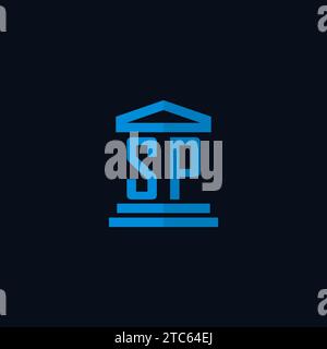 SP initial logo monogram with simple courthouse building icon design ideas Stock Vector