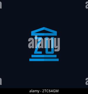 ZU initial logo monogram with simple courthouse building icon design ideas Stock Vector