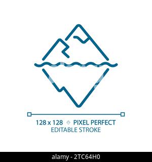 2D thin linear pixel perfect simple blue iceberg icon Stock Vector