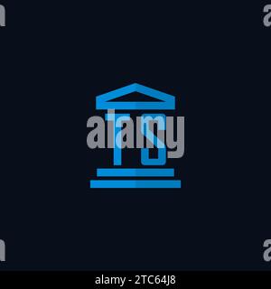 TS initial logo monogram with simple courthouse building icon design ideas Stock Vector