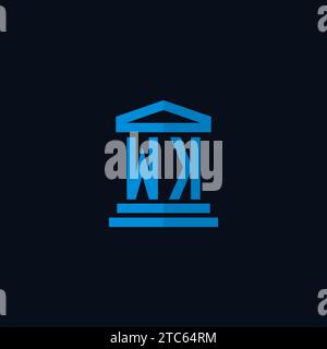 WK initial logo monogram with simple courthouse building icon design ideas Stock Vector