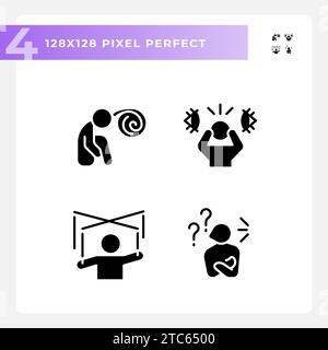 Glyph style simple psychology icons collection Stock Vector