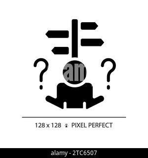 2D pixel perfect simple glyph style indecisiveness icon Stock Vector