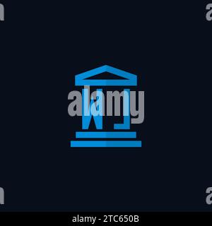 WL initial logo monogram with simple courthouse building icon design ideas Stock Vector