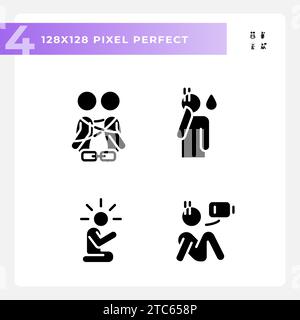 2D pixel perfect pixel perfect glyph style psychology icons Stock Vector
