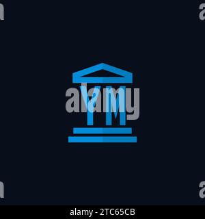 YM initial logo monogram with simple courthouse building icon design ideas Stock Vector