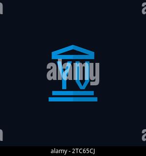 YV initial logo monogram with simple courthouse building icon design ideas Stock Vector