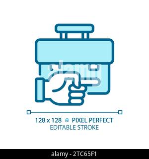 2D thin linear pixel perfect simple blue unemployment icon Stock Vector