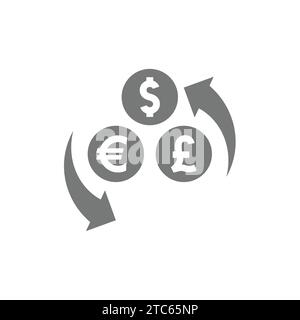 Currency exchange, dollar euro and pound arrow vector. Money and currencies conversion icon. Stock Vector