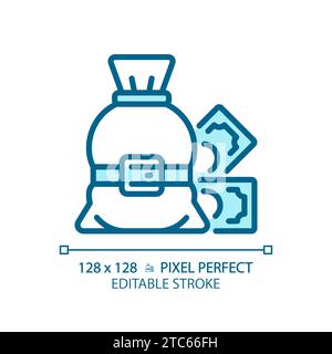 2D thin line pixel perfect blue tight budget icon Stock Vector
