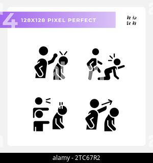 Set of pixel perfect glyph style psychology icons Stock Vector