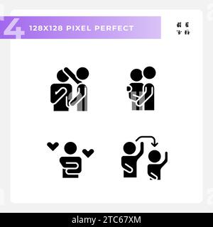 2D pixel perfect pixel perfect glyph style psychology icons Stock Vector