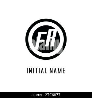 Initial FR logo concentric circle line, clean and simple monogram logo style vector graphic Stock Vector