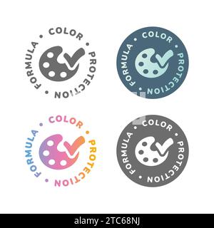 Color protection formula vector label. Colorful badge or sticker. Stock Vector