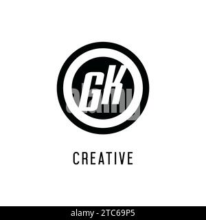 Initial GK logo concentric circle line, clean and simple monogram logo style vector graphic Stock Vector