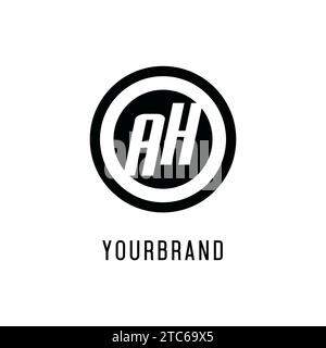 Initial AH logo concentric circle line, clean and simple monogram logo style vector graphic Stock Vector