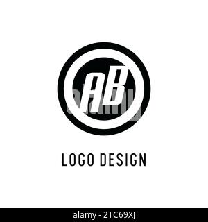 Initial AB logo concentric circle line, clean and simple monogram logo style vector graphic Stock Vector