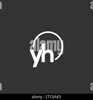 YH initial logo with rounded circle vector graphic Stock Vector