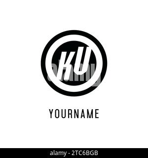 Initial KV logo concentric circle line, clean and simple monogram logo style vector graphic Stock Vector