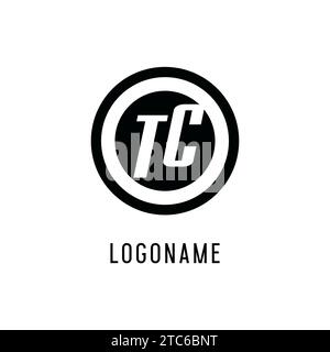 Initial TC logo concentric circle line, clean and simple monogram logo style vector graphic Stock Vector