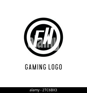 Initial FW logo concentric circle line, clean and simple monogram logo style vector graphic Stock Vector