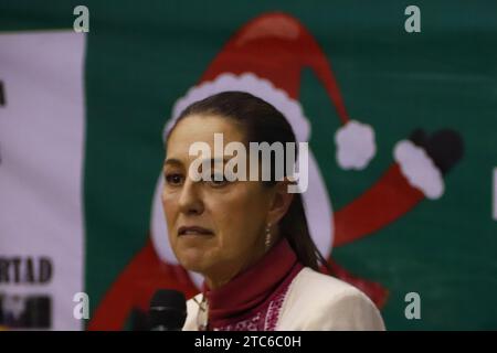 Mexico City, Mexico. 10th Dec, 2023. December 10, 2023 in Mexico City, Mexico: The sole pre-candidate of Morena, PT and PV for the presidency of Mexico; Claudia Sheinbaum Pardo, attends the presentation of the book ''The Merry Boys of Class Struggle'' by the writer and director of the Economic Culture Fund (FCE); Paco Ignacio Taibo ll, during the 15th Alameda Central Book Fair. ON December 10, 2023. In Mexico City. (Photo by Carlos Santiago/ Eyepix Group) (Photo by Eyepix/NurPhoto) Credit: NurPhoto SRL/Alamy Live News Stock Photo