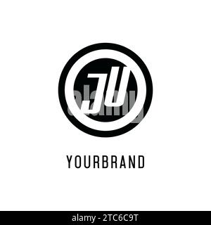 Initial JU logo concentric circle line, clean and simple monogram logo style vector graphic Stock Vector