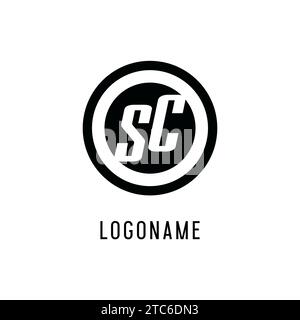 Initial SC logo concentric circle line, clean and simple monogram logo style vector graphic Stock Vector