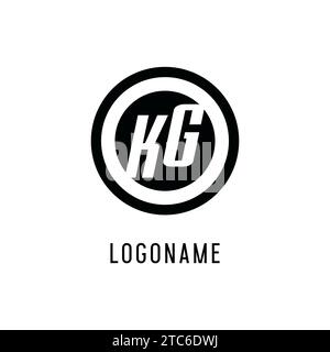 Initial KG logo concentric circle line, clean and simple monogram logo style vector graphic Stock Vector